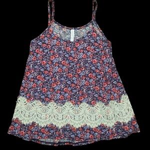 Floral Lace Trim Tank Top